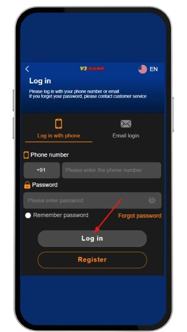 Click on login button